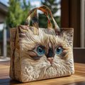 White Cat with Blue Eyes Artisan Quilted Bag