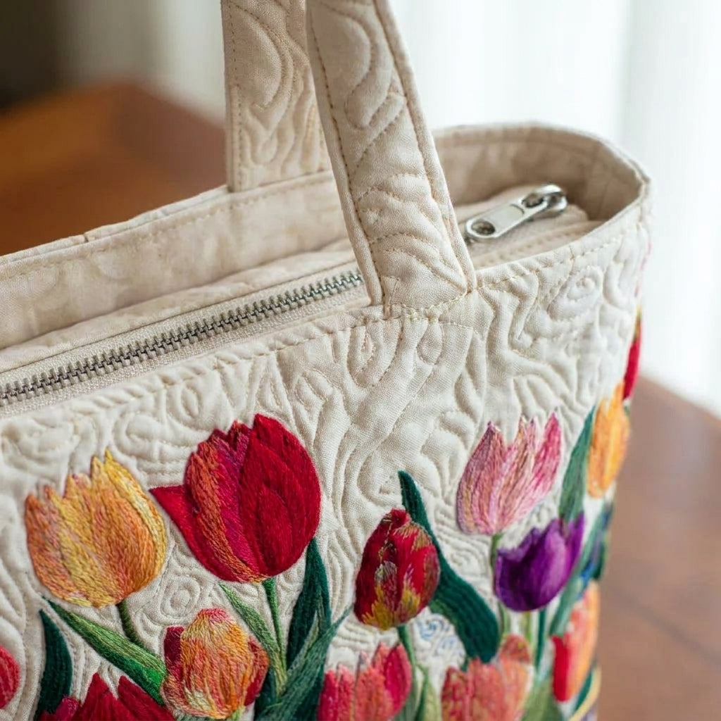 Tulip Garden Artisan Quilted Bag