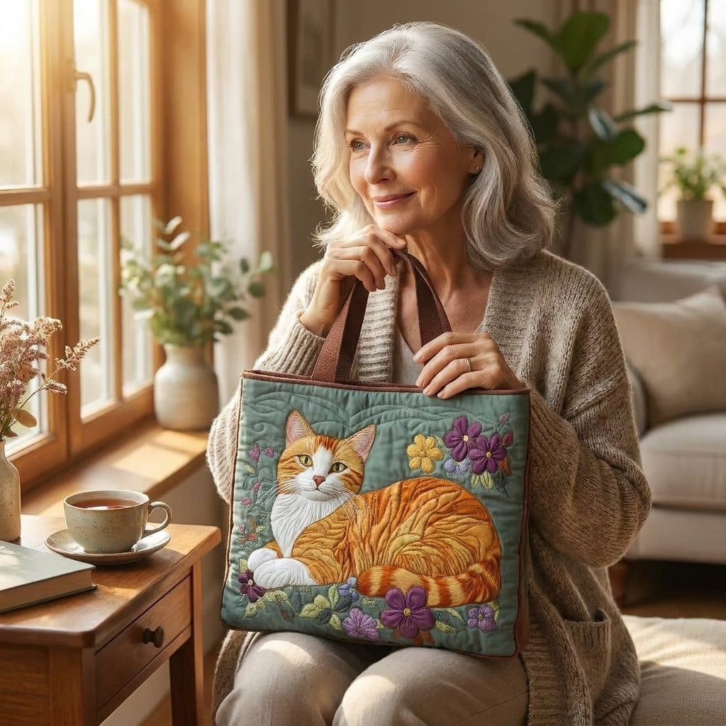 Orange Cat Artisan Quilted Bag