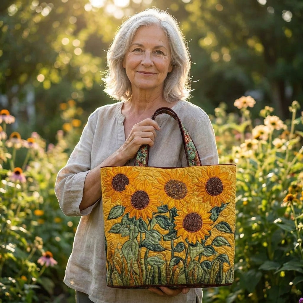 Sunflowers Artisan Quilted Bag