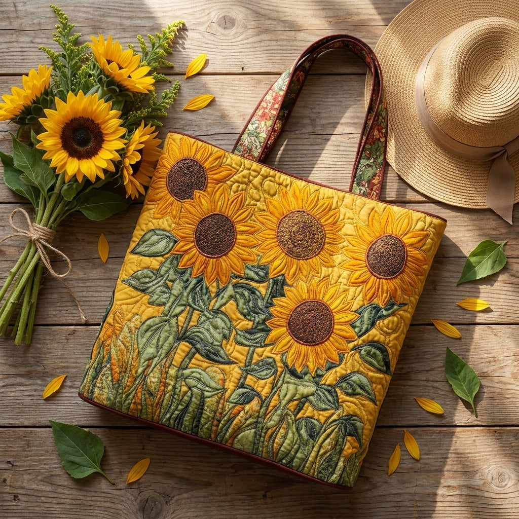 Sunflowers Artisan Quilted Bag