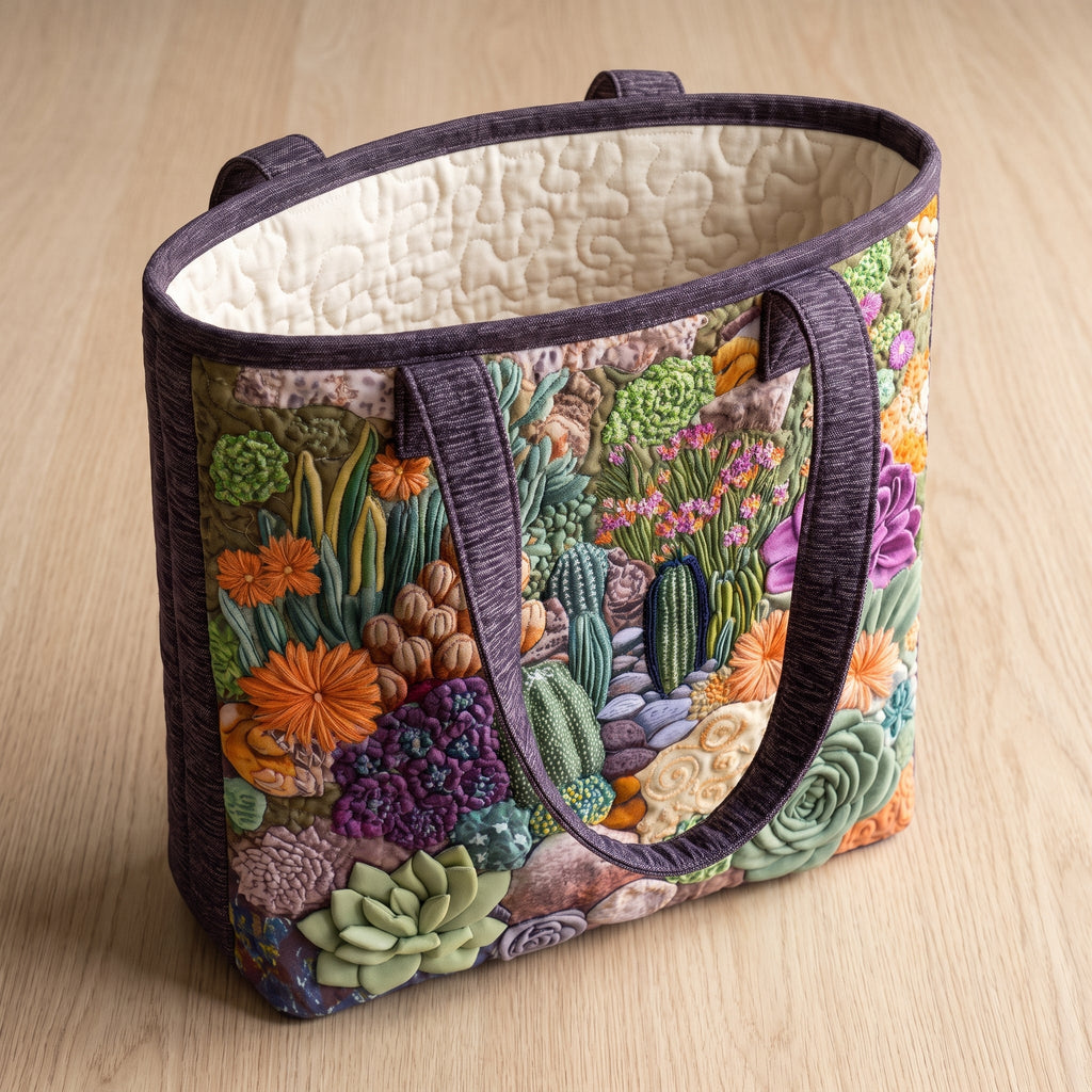 Succulent Garden Artisan Quilted Bag