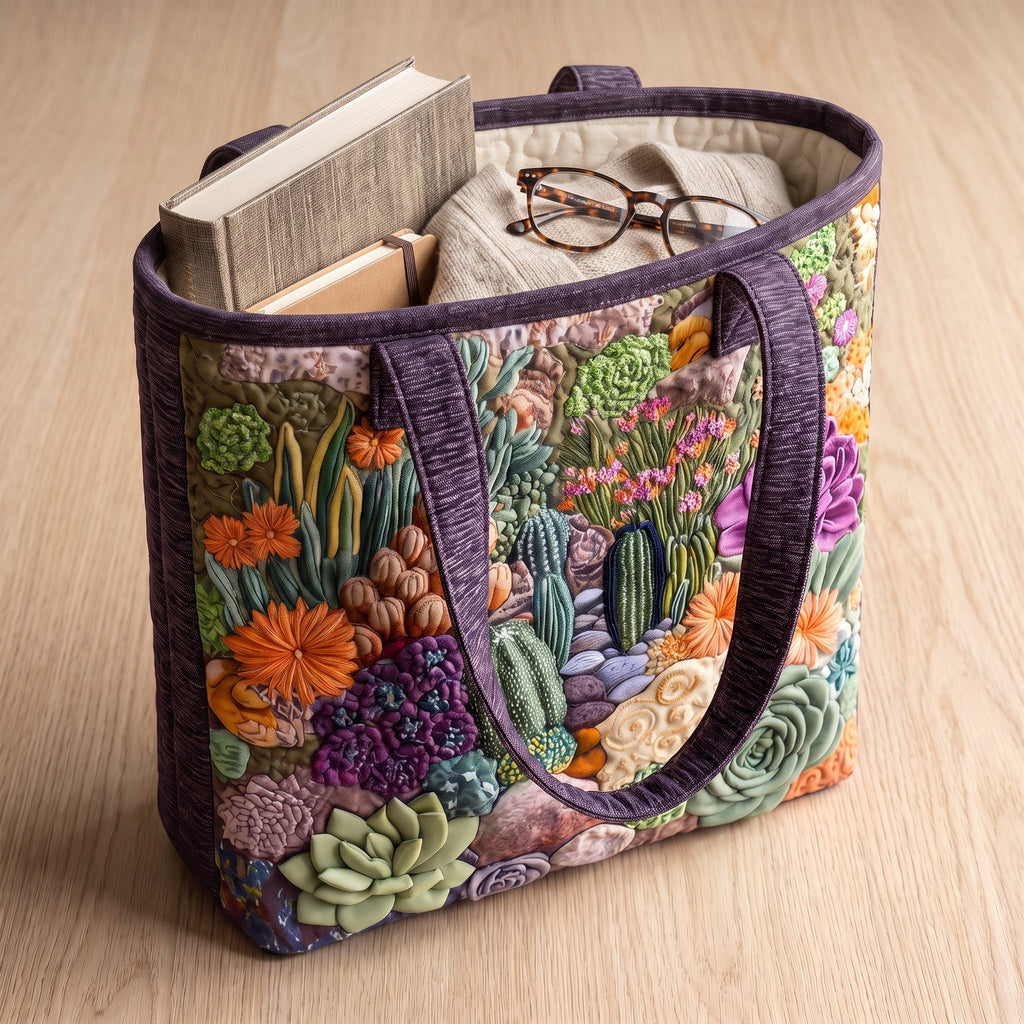 Succulent Garden Artisan Quilted Bag