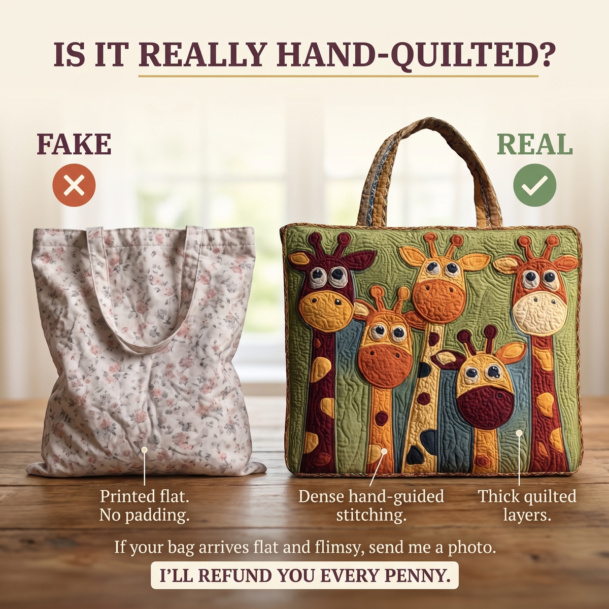 Giraffe Artisan Quilted Bag