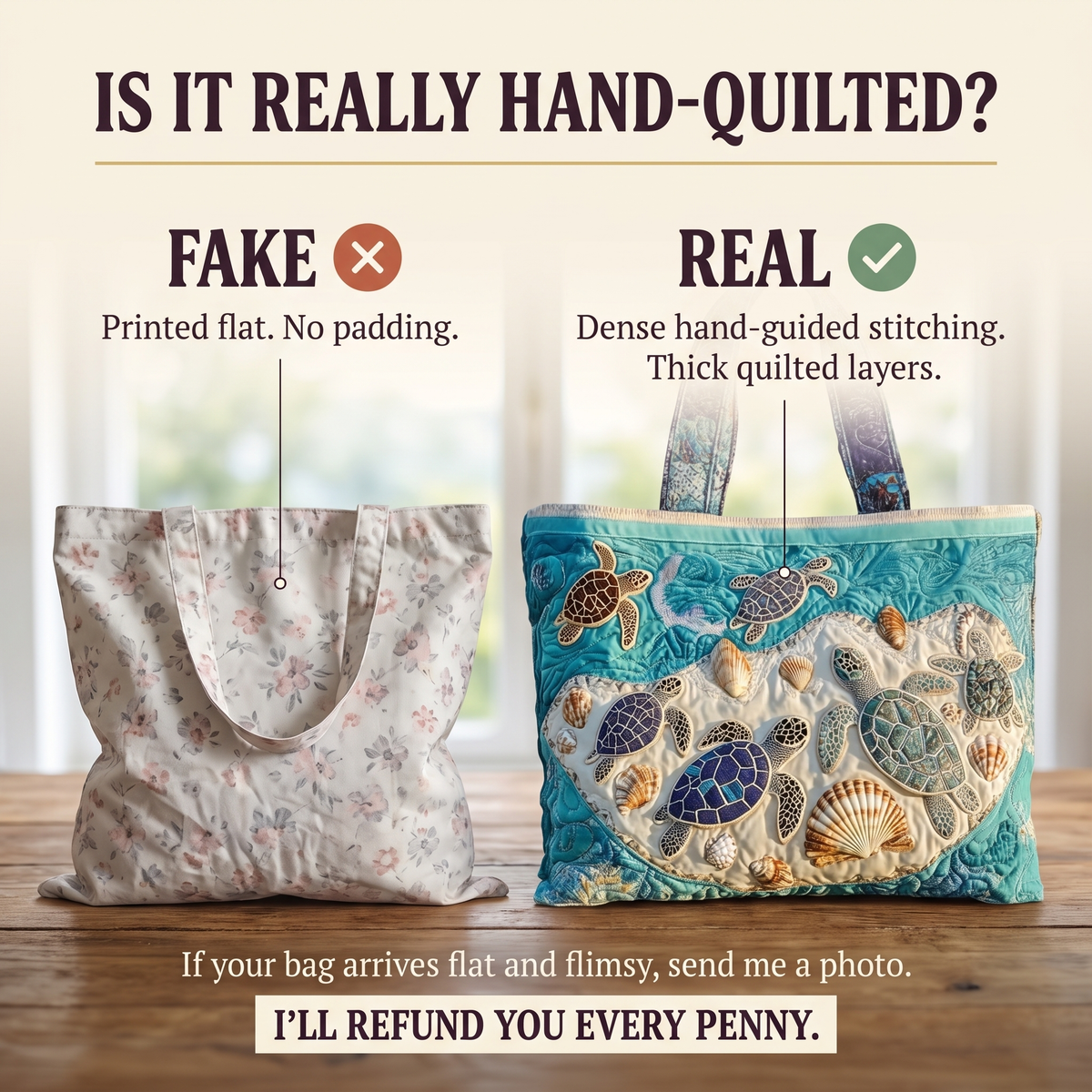 Turtle Love Artisan Quilted Bag