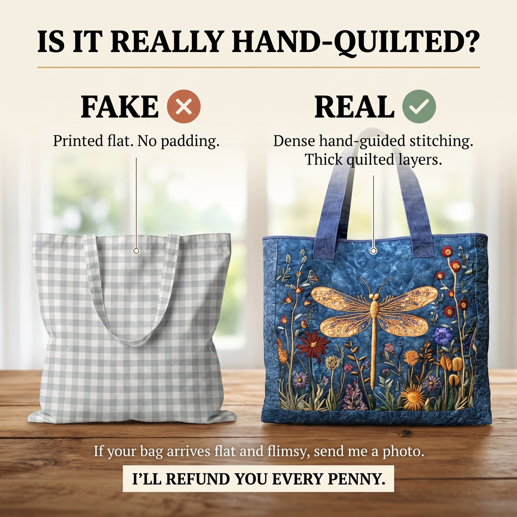 Golden Dragonfly Artisan Quilted Bag
