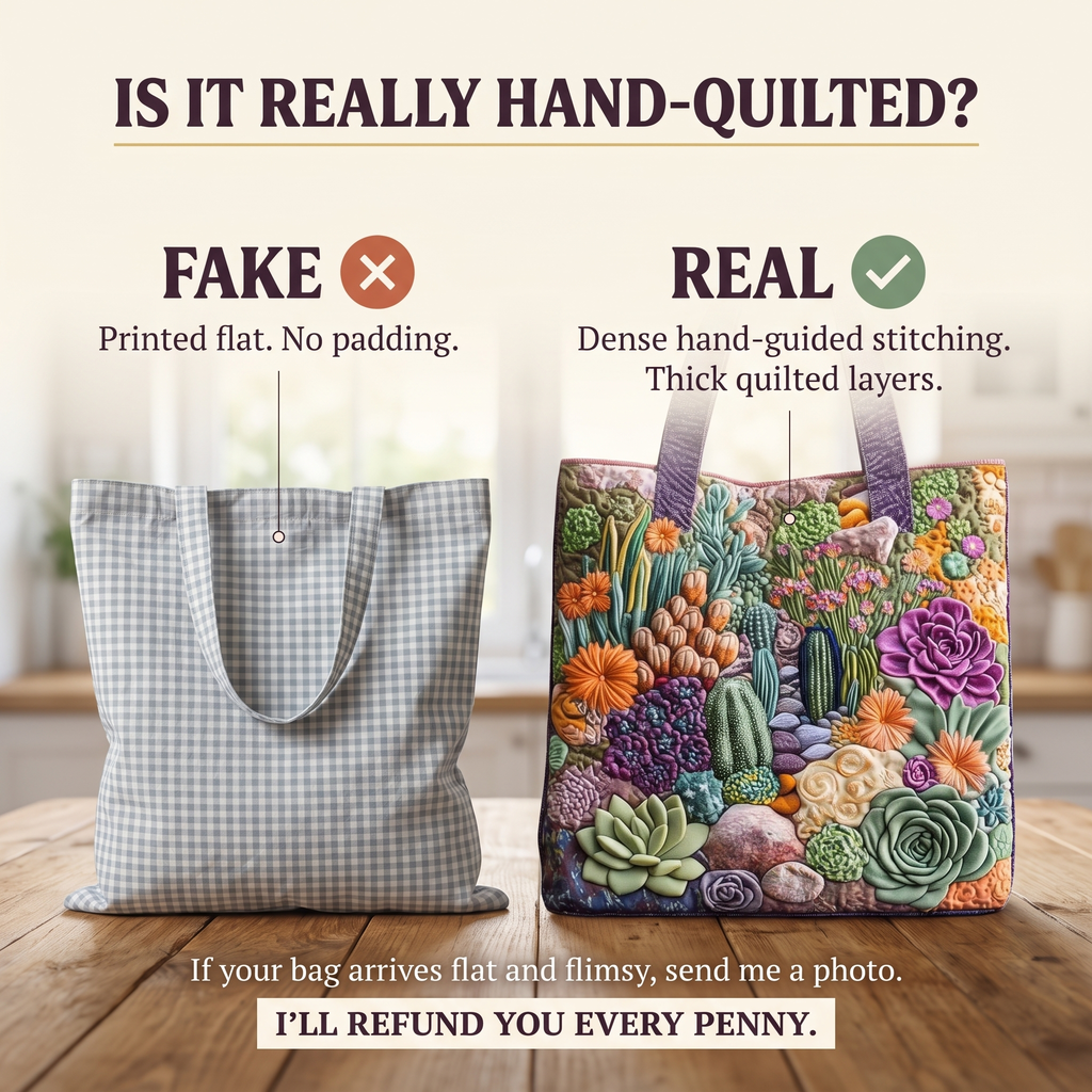 Succulent Garden Artisan Quilted Bag