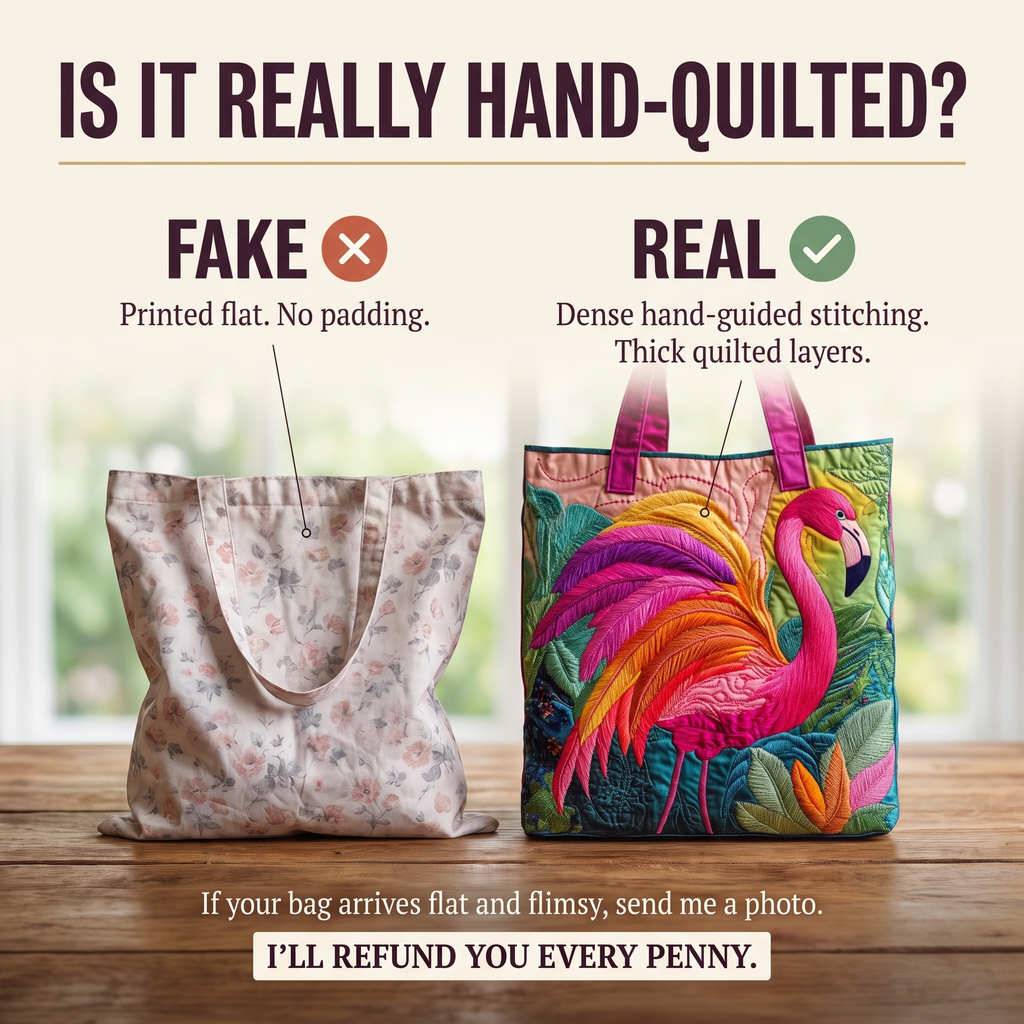 Rainbow Flamingo Artisan Quilted Bag