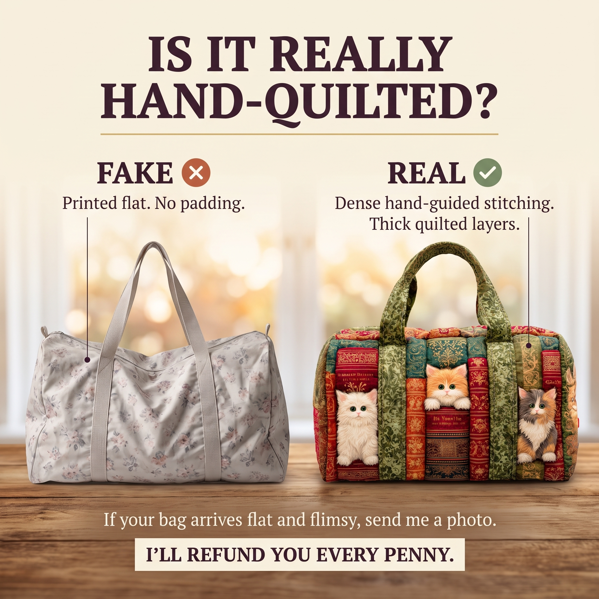 Cat Chapter Quilted Duffle Bag