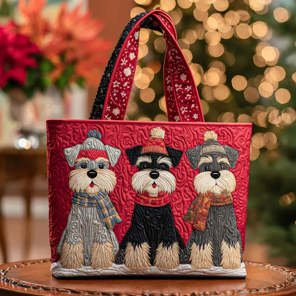 Trio of Schnauzers Artisan Quilted Bag