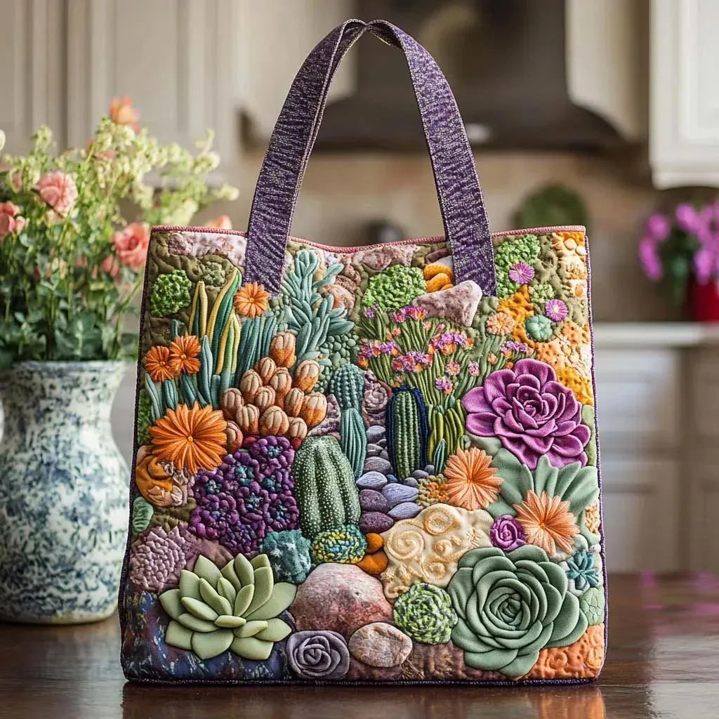 Succulent Garden Artisan Quilted Bag