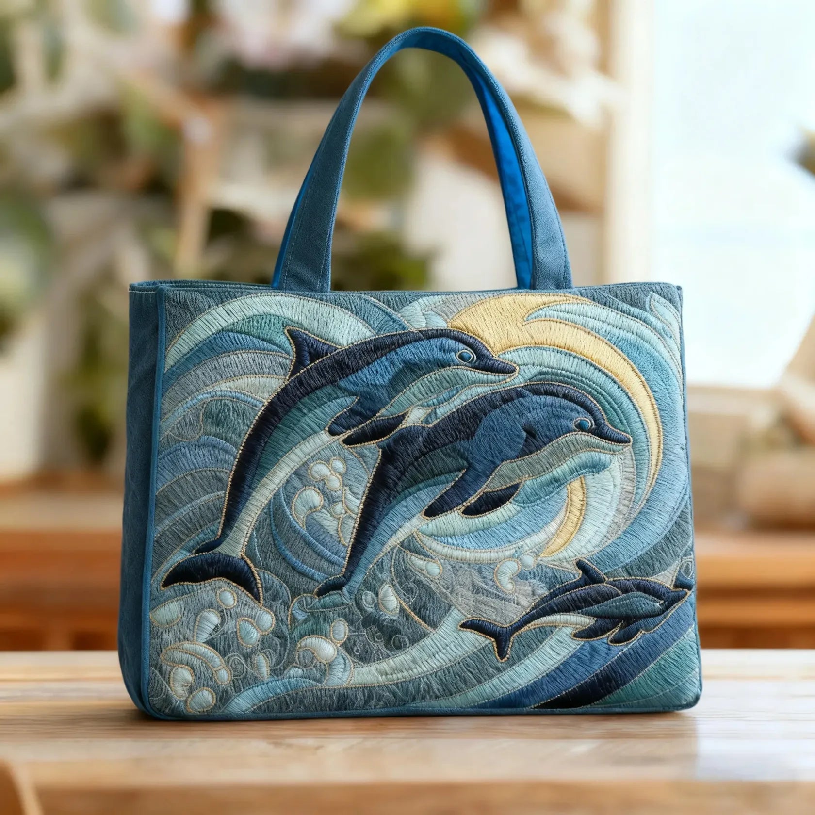 Ocean Dolphin Artisan Quilted Bag