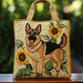 German Shepherd Floral Artisan Quilted Bag