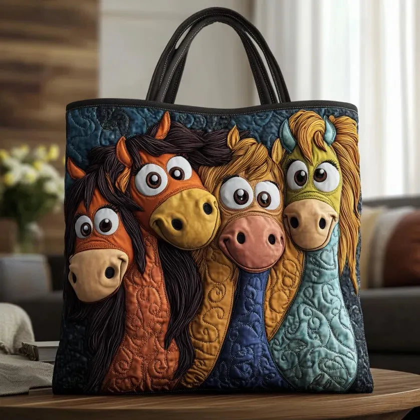 Playful Ponies Artisan Quilted Bag