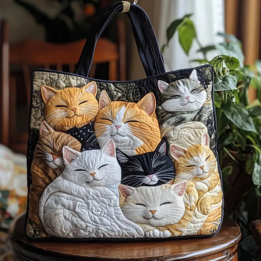 Sleeping Kittens Artisan Quilted Bag