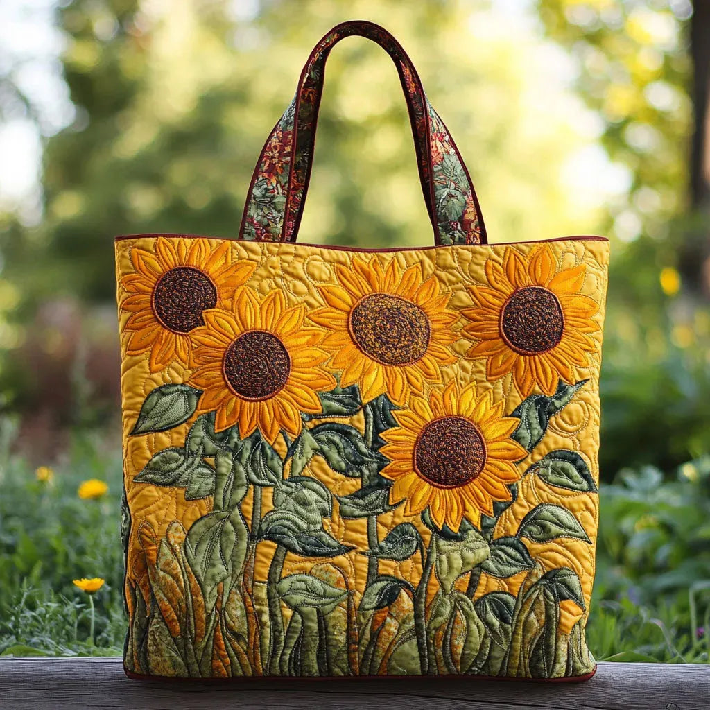 Sunflowers Artisan Quilted Bag