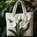 White Lilies Artisan Quilted Bag