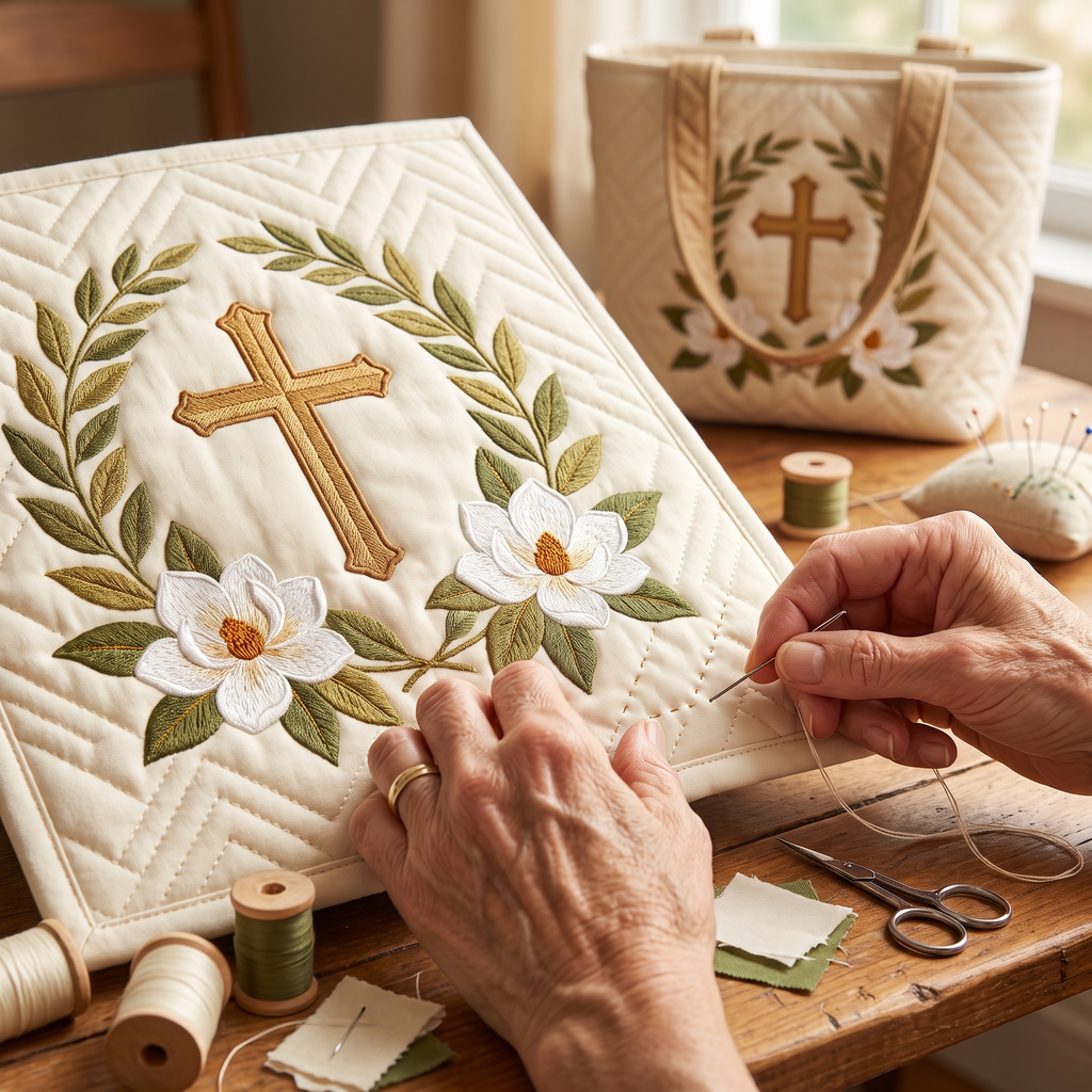 Sacred Cross Artisan Quilted Bag
