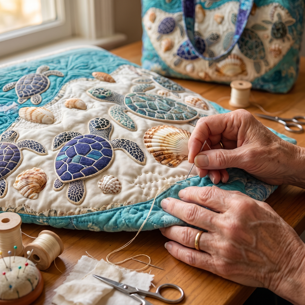 Turtle Love Artisan Quilted Bag