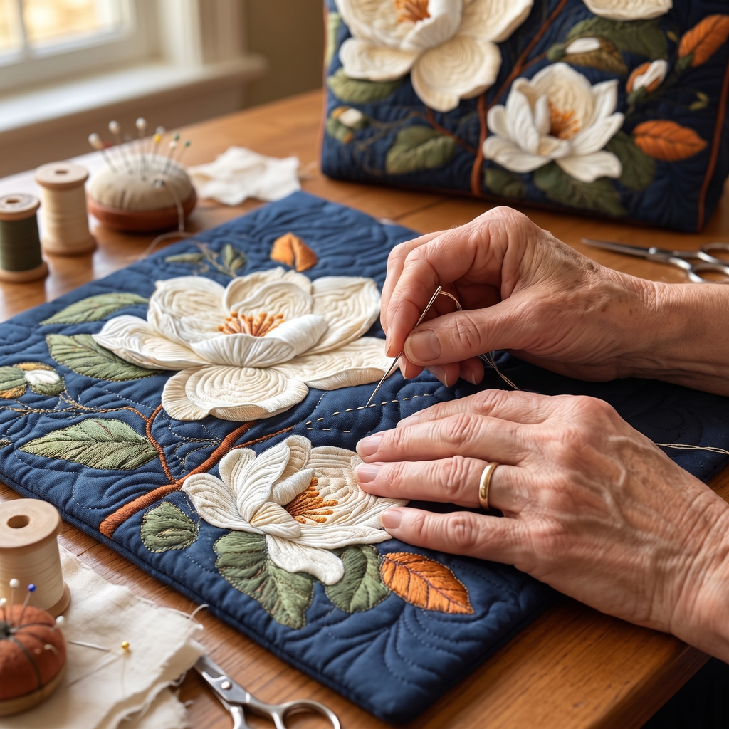 Delicate Magnolia Artisan Quilted Bag