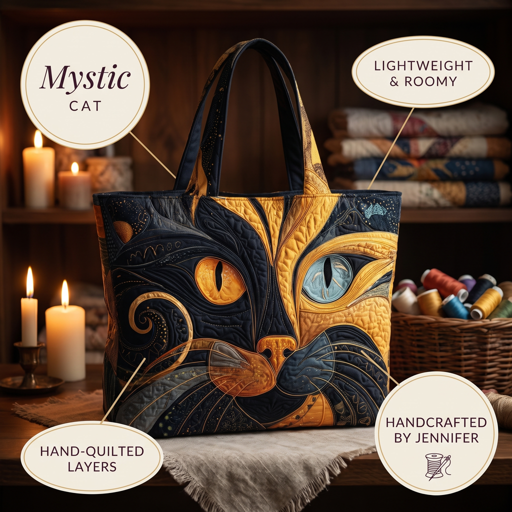 Mystic Cat Artisan Quilted Bag