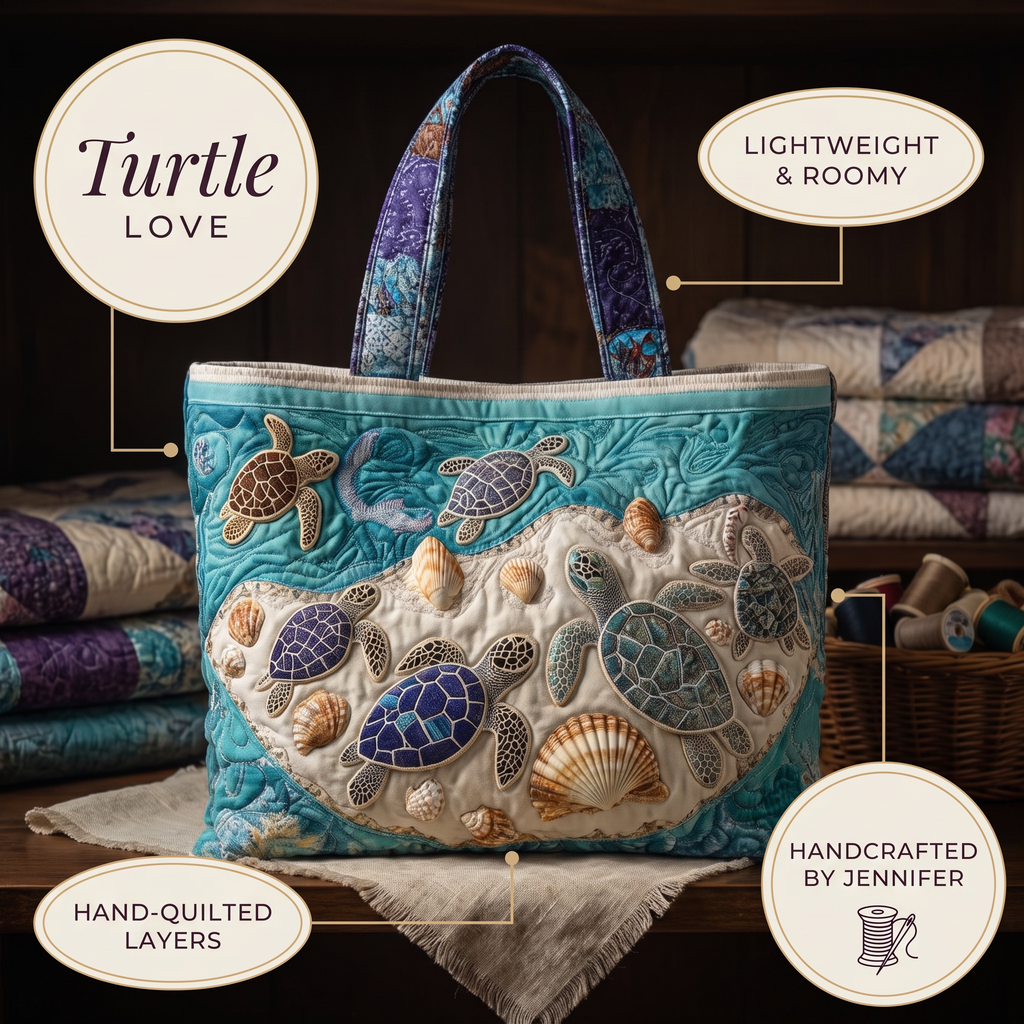 Turtle Love Artisan Quilted Bag