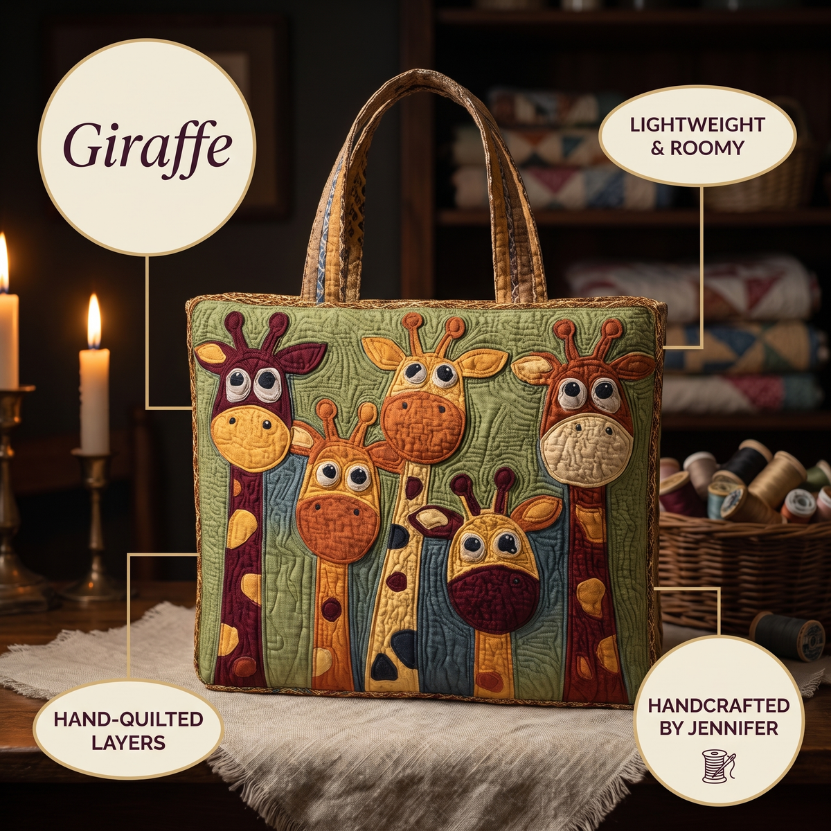Giraffe Artisan Quilted Bag