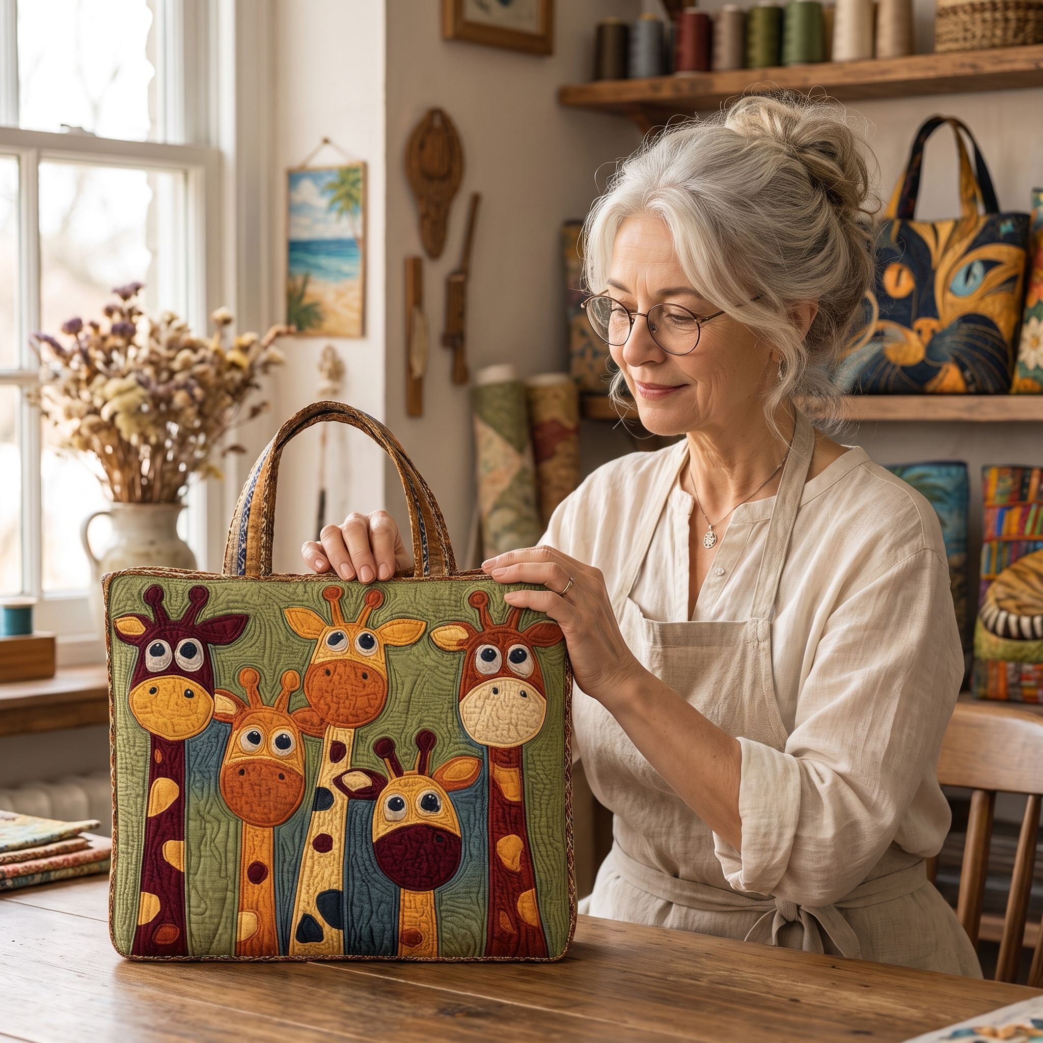 Giraffe Artisan Quilted Bag