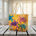 Coral Turtle Dream Artisan Quilted Beach Bag