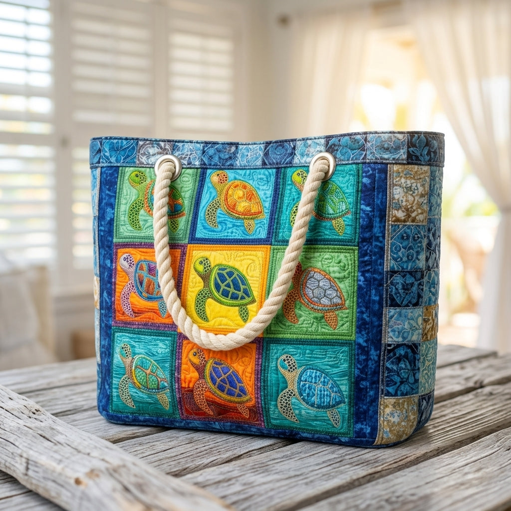 Tranquil Turtle Artisan Quilted Beach Bag