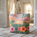 Tropical Dawn Artisan Quilted Beach Bag