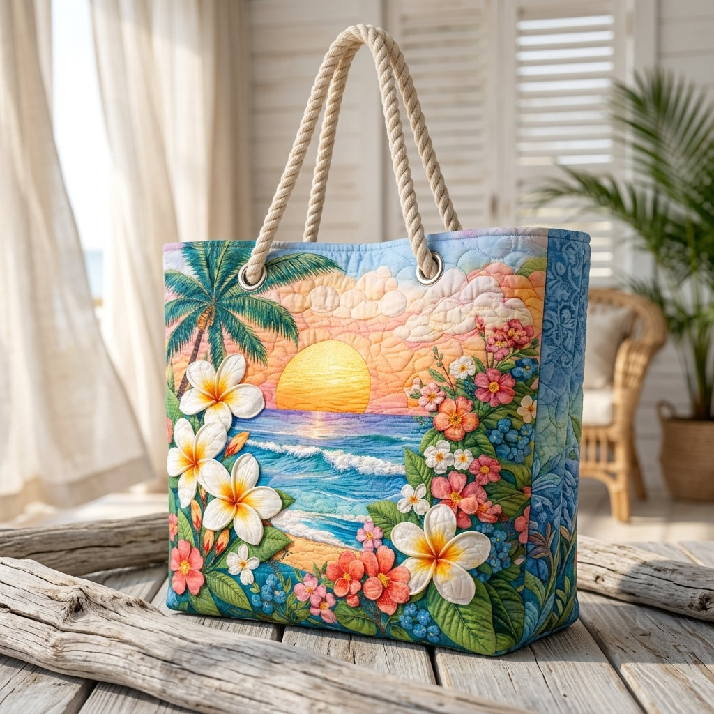 Tropical Breeze Artisan Quilted Beach Bag