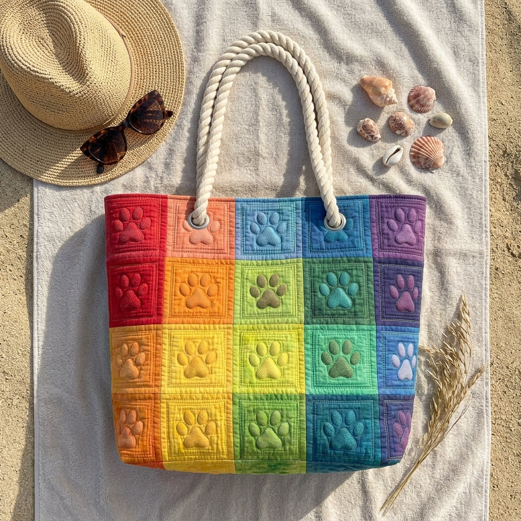 Paw Print Patch Artisan Quilted Beach Bag
