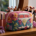 Retro Bloom Journey Quilted Makeup Bag 1