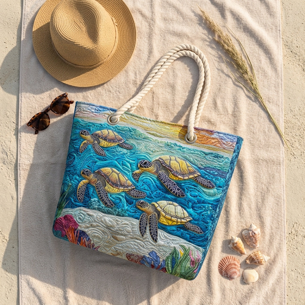 Marina Turtle Artisan Quilted Beach Bag