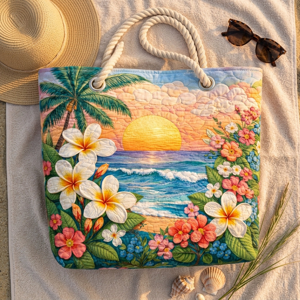 Tropical Breeze Artisan Quilted Beach Bag