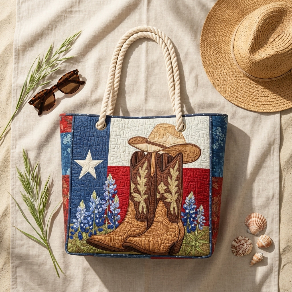 Texas Pride Artisan Quilted Beach Bag