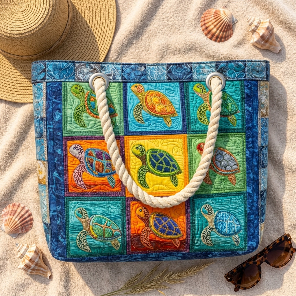 Tranquil Turtle Artisan Quilted Beach Bag