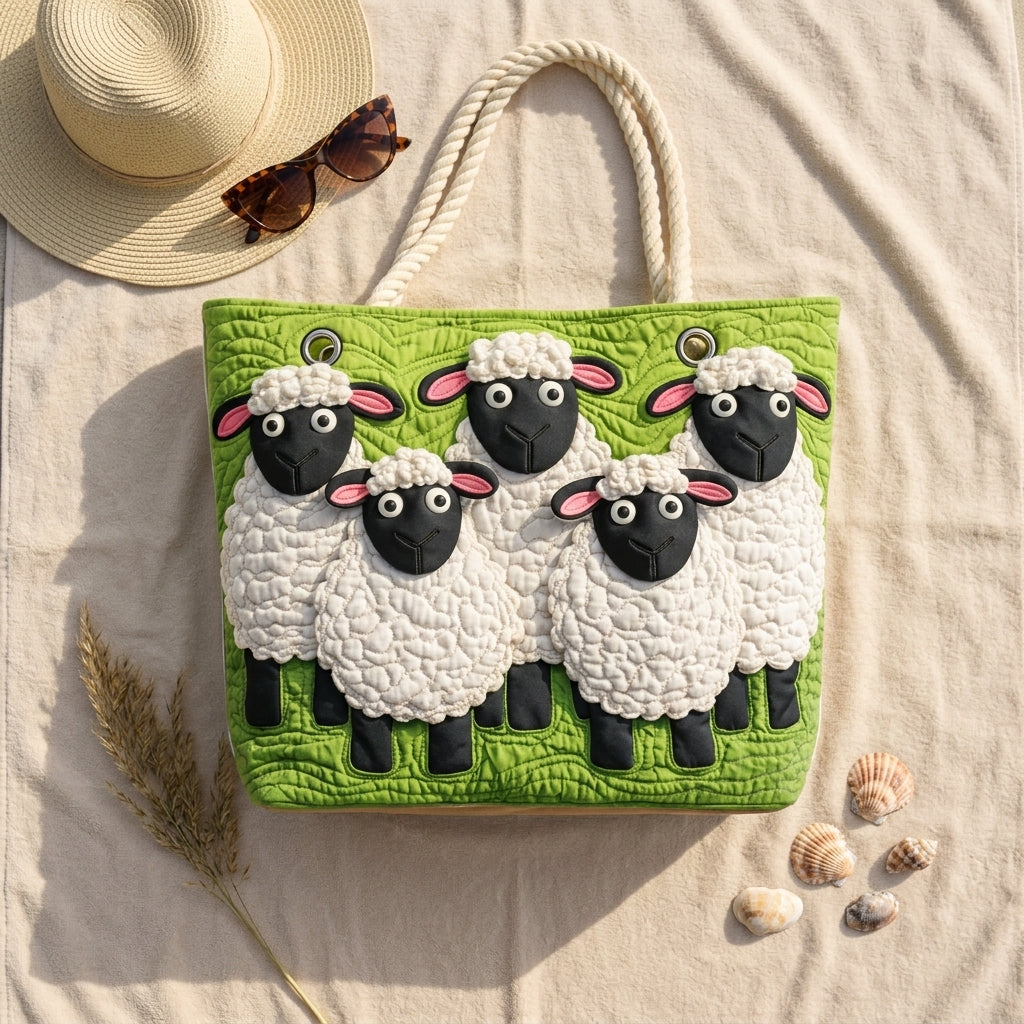 Sky of Sheep Artisan Quilted Beach Bag