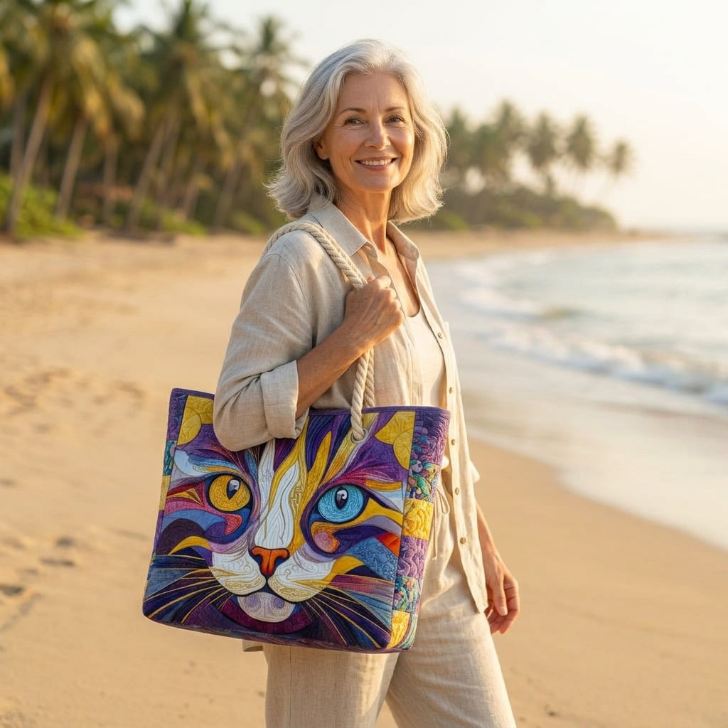 Catitude Artisan Quilted Beach Bag