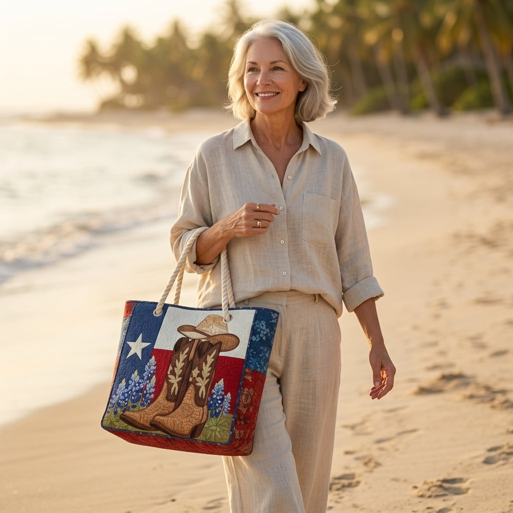 Texas Pride Artisan Quilted Beach Bag
