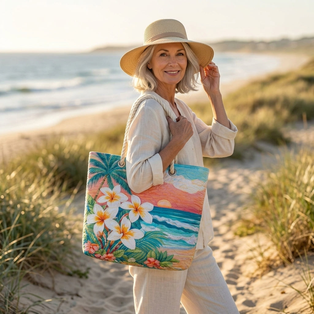 Tropical Spirit Artisan Quilted Beach Bag