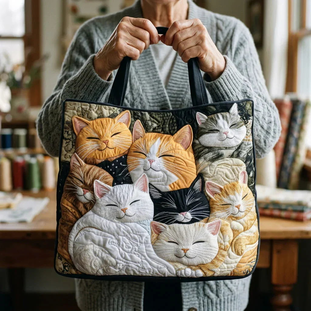 Sleeping Kittens Artisan Quilted Bag