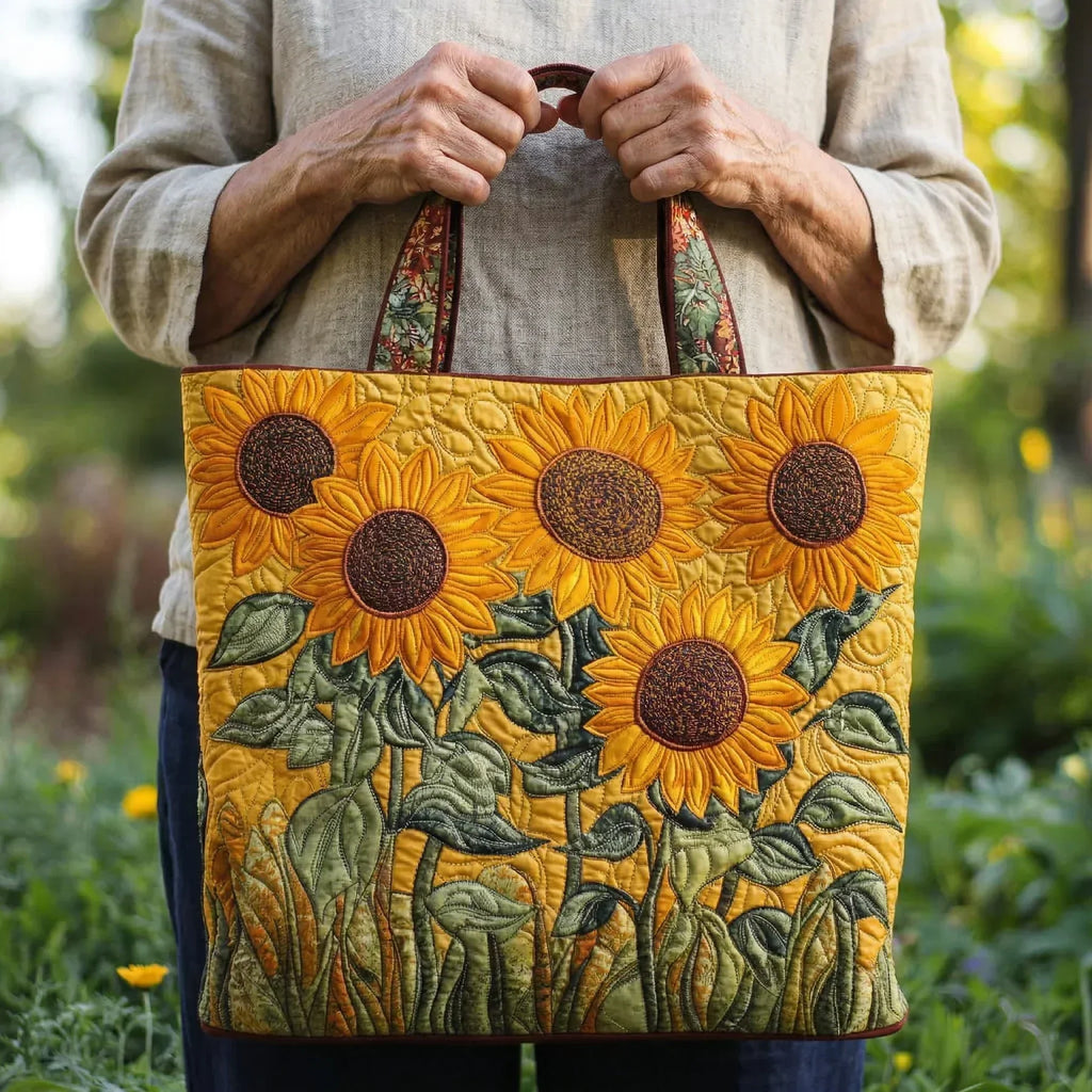 Sunflowers Artisan Quilted Bag