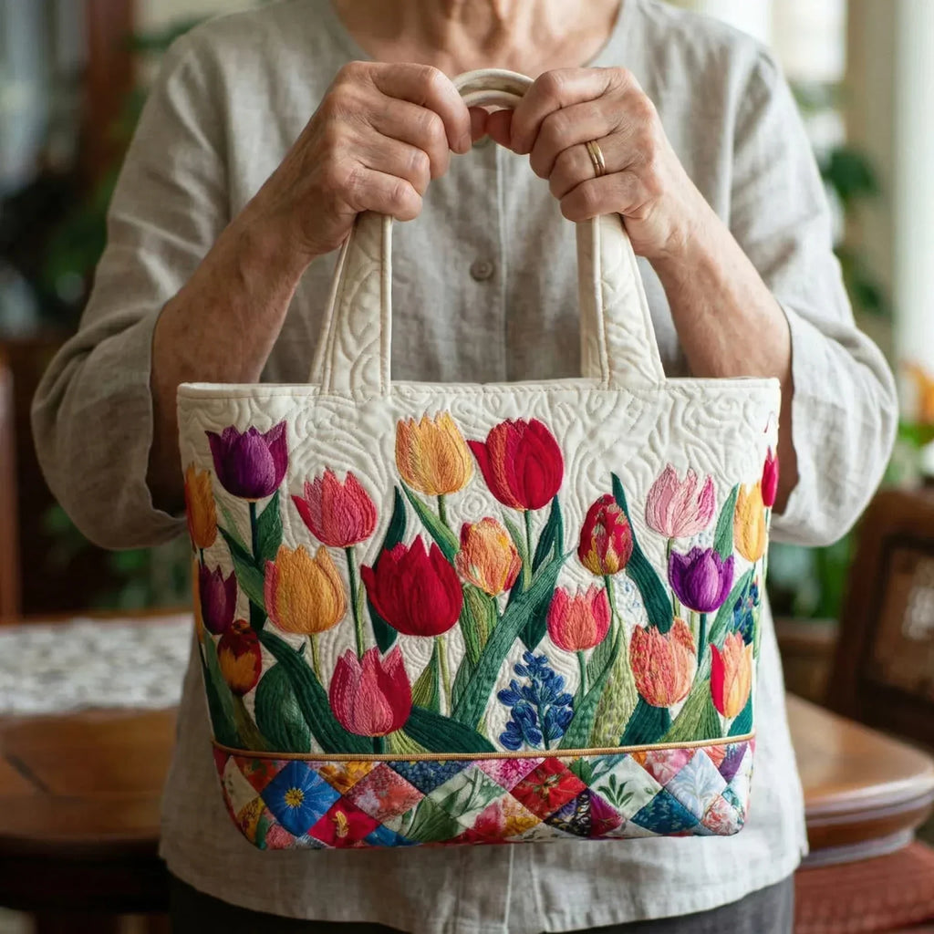 Tulip Garden Artisan Quilted Bag
