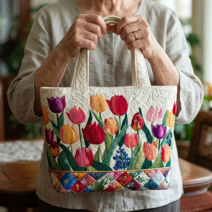 Tulip Garden Artisan Quilted Bag