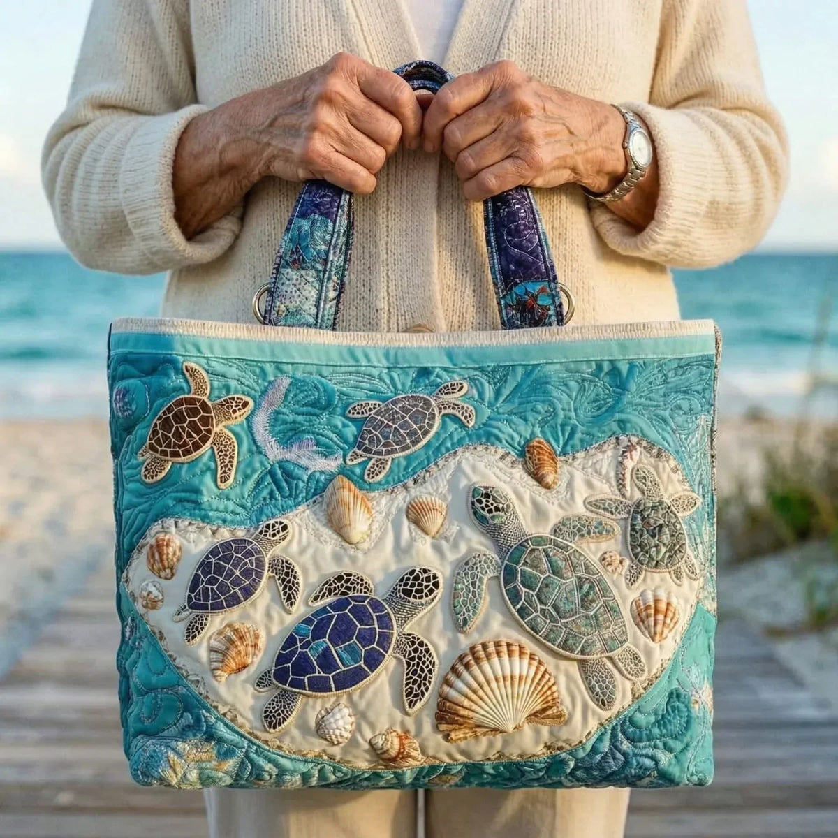 Turtle Love Artisan Quilted Bag