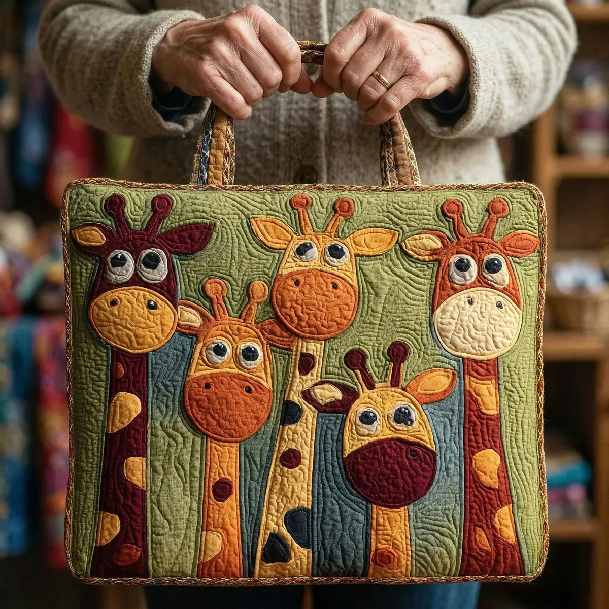 Giraffe Artisan Quilted Bag