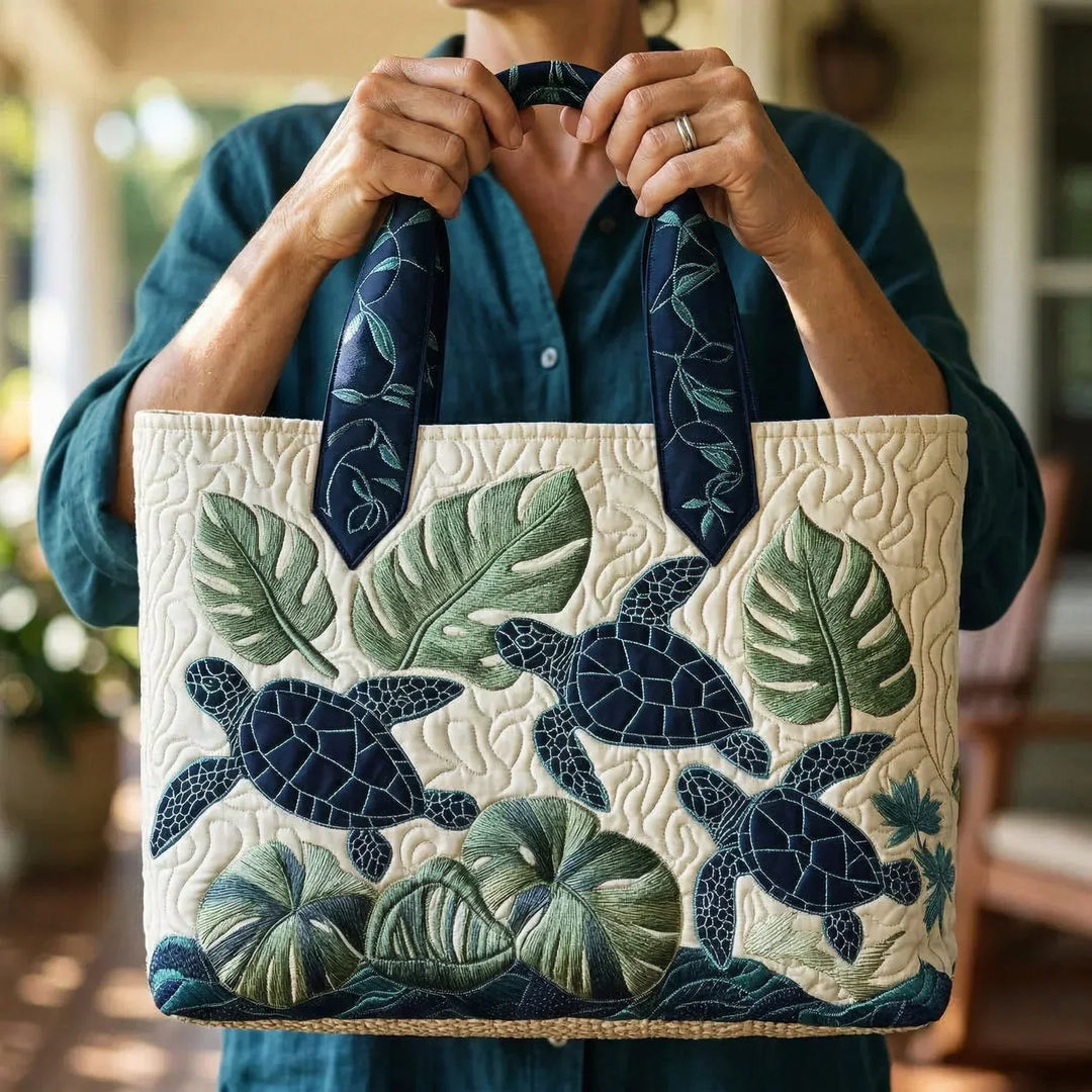 Grace of the Sea Turtle Artisan Quilted Bag