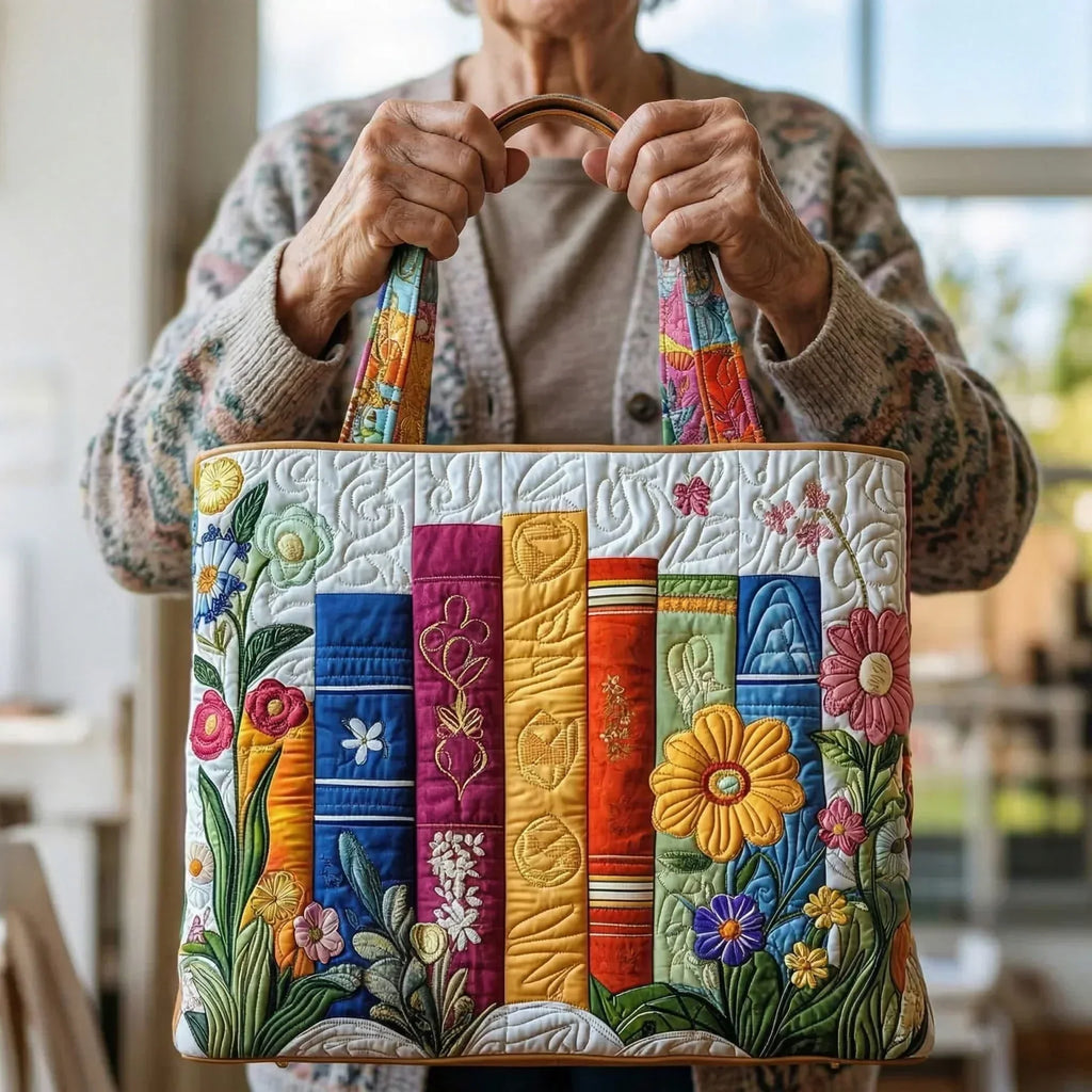 Floral Library Artisan Quilted Bag